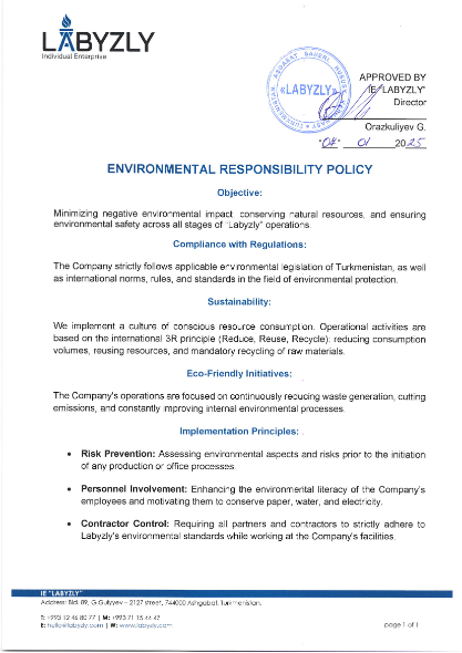 Environmental Responsibility Policy — cover
