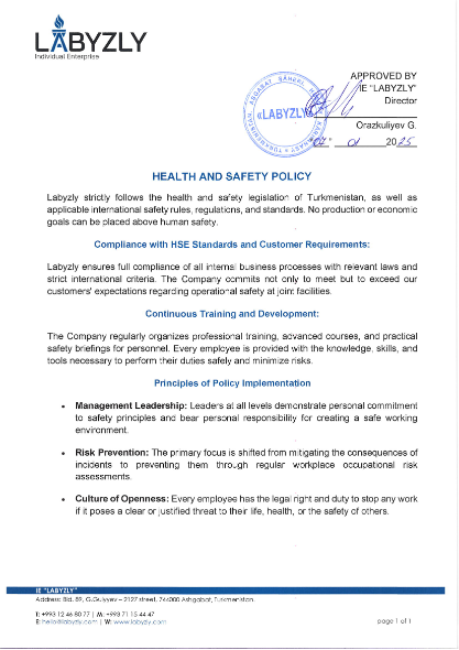 Health and Safety Policy — cover